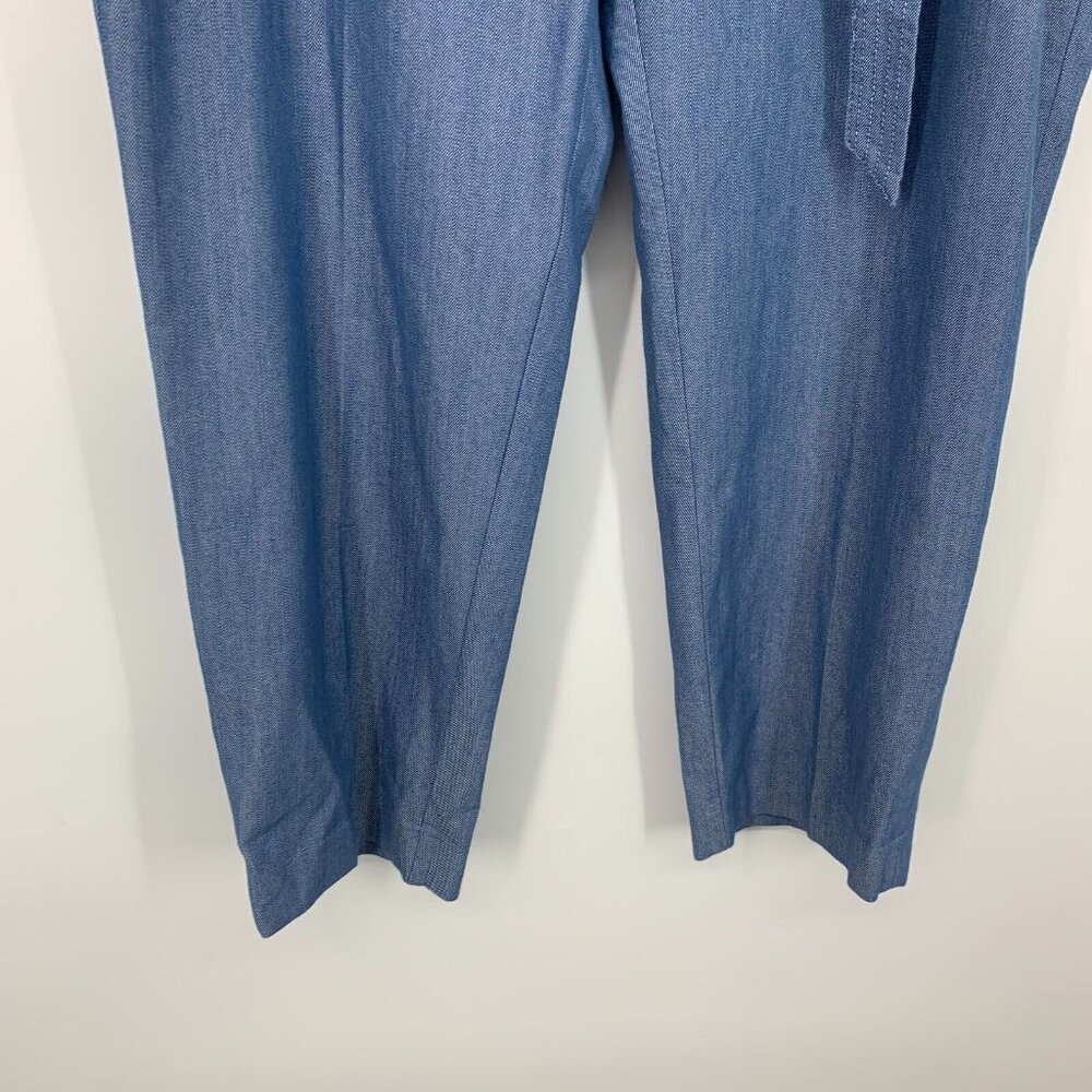 LOFT Pants Blue Chambray Taper Relaxed Slim Straight Tie Waist - Picture 6 of 10